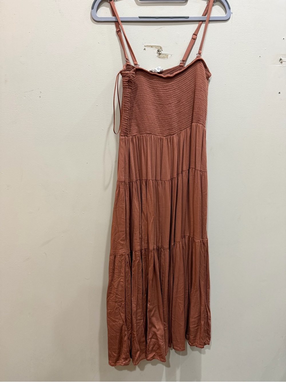 Tribal Rust-Tone Tiered Maxi Dress with Adjustable Straps